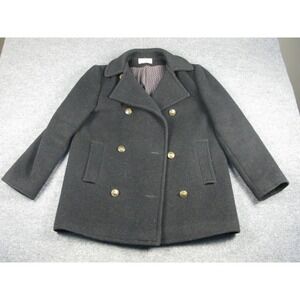Vintage Black Wool Blend Pea Coat Mens Double Breasted J G Hook Jacket